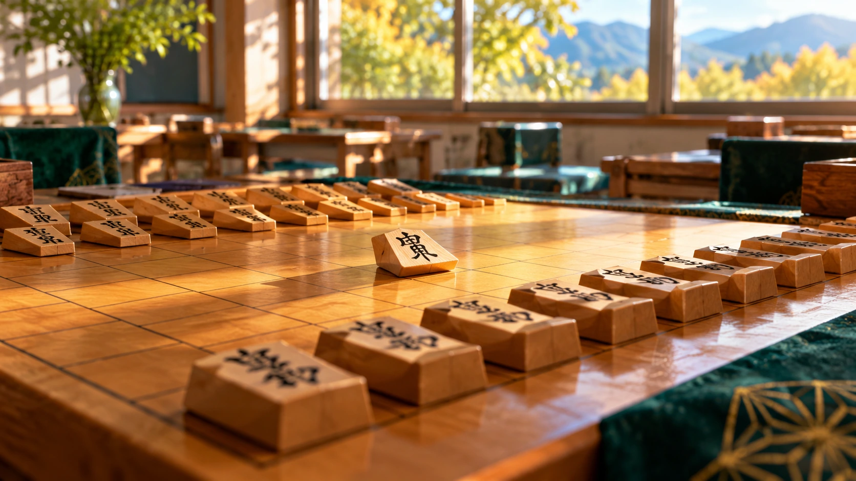 阳光下将棋棋盘的竞技主题示意图,非教学棋谱